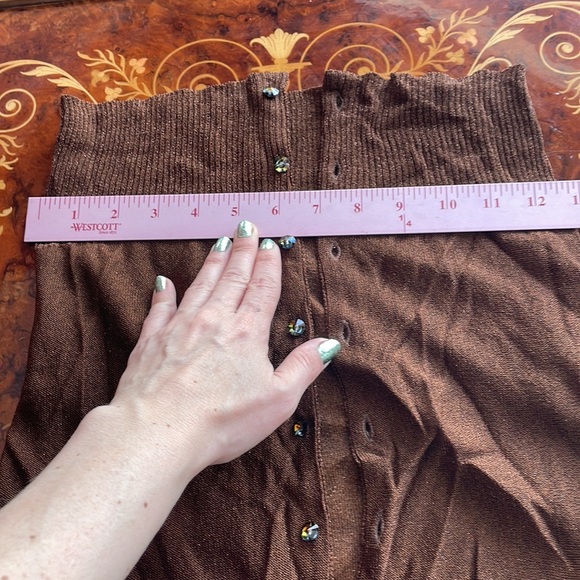 TRACY REESE for BERGDORF GOODMAN bronze crystal cardigan dressy sweater szS/M - Picture 7 of 7